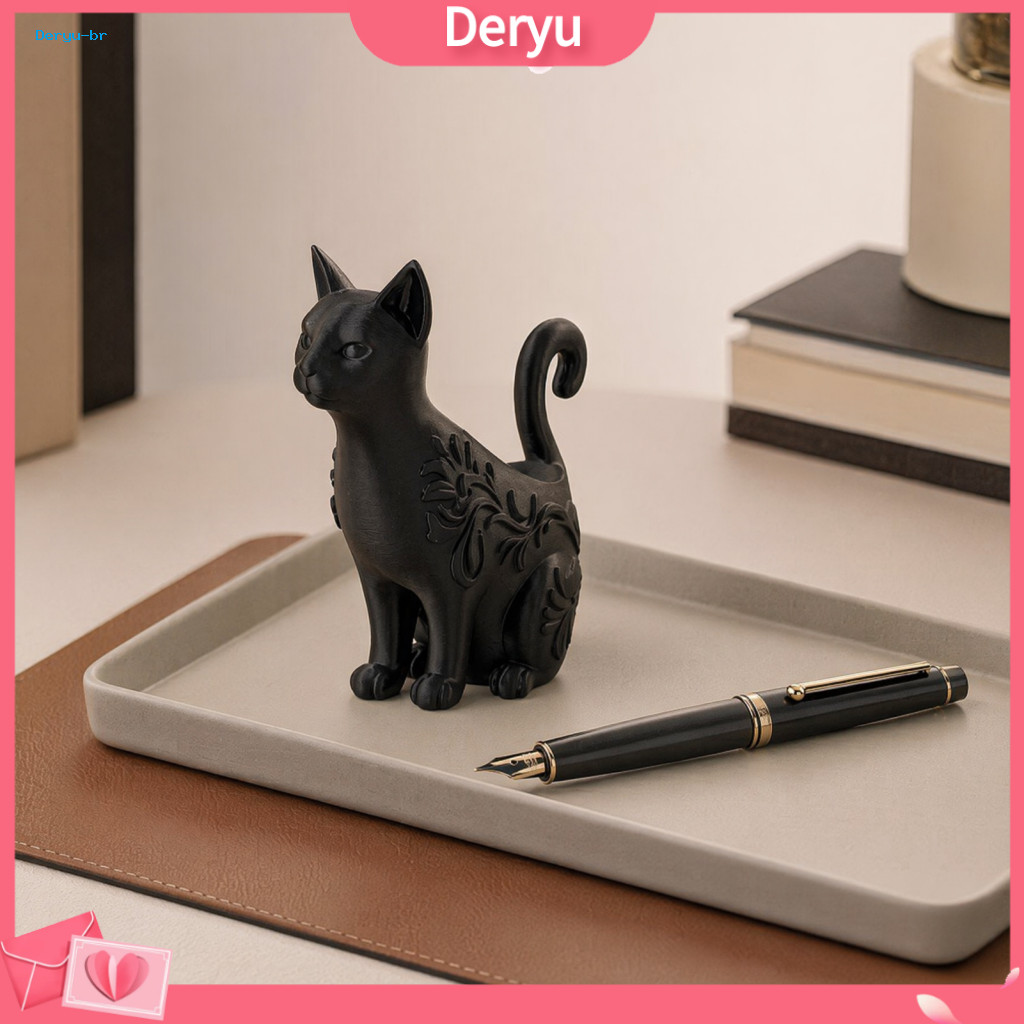 Retro Black Cat Incense Holder Matte Storage Tube 3d Printed Figurine Multi-use Mini Flower Pot Desktop Organizer for Ho
