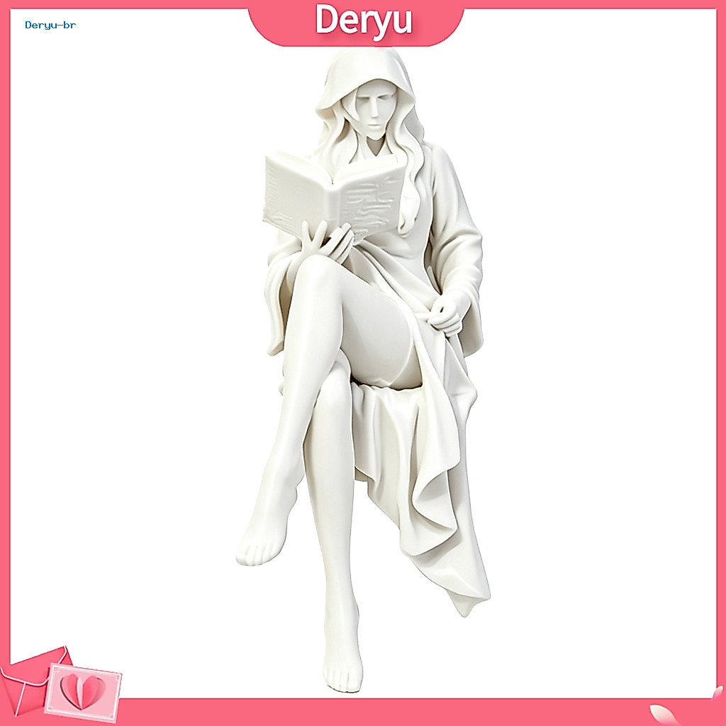 Small Shelf Sitting Decoration Matte White Bookshelf Decor 3d Printed Ghost Girl Reading Statue – Elegant Faceless Fig