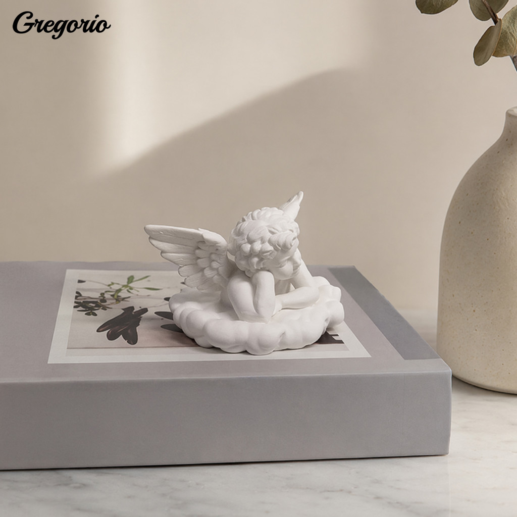 Modern Style Desktop Decor 3d Printed Ornament Little Angel Statue Figurine Matte White Elegant Home Office for Southeas