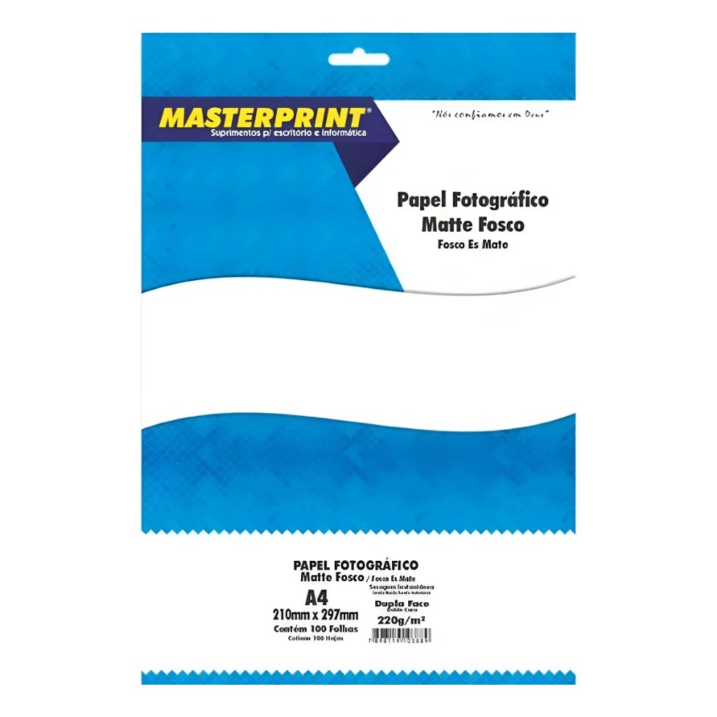 Papel Fotográfico Dupla Face Matte 220g A4 200 Fls - Master Print Cor Branco