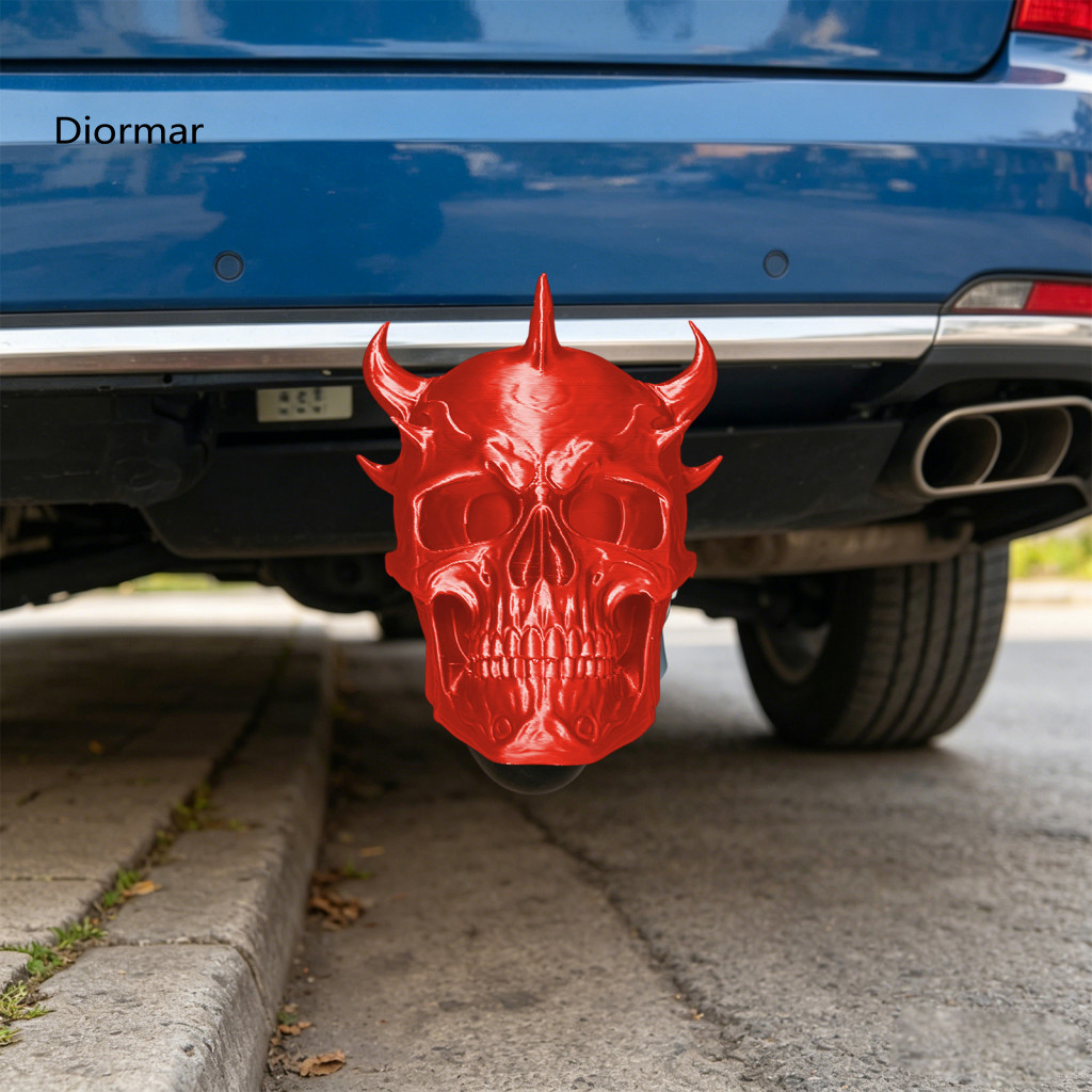 Scratch-resistant Tow Bar Cover Matte Texture Trailer Accessory Heavy-duty Black Horned Demon Skull 3d Printed One-piece