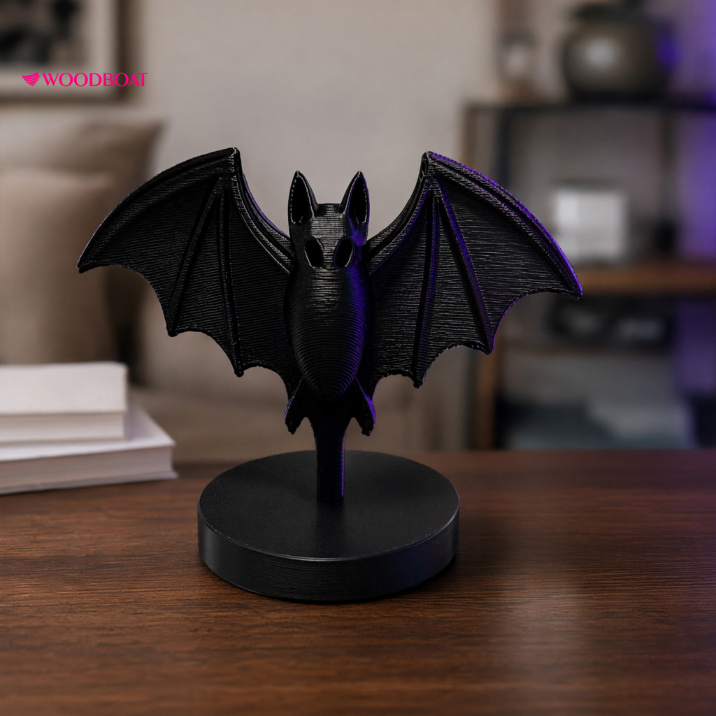 Matte Black Bat Statue Gothic Ornament 3d Printed – Halloween Witchy Figurine with Stable Base Table Decor for Home Di