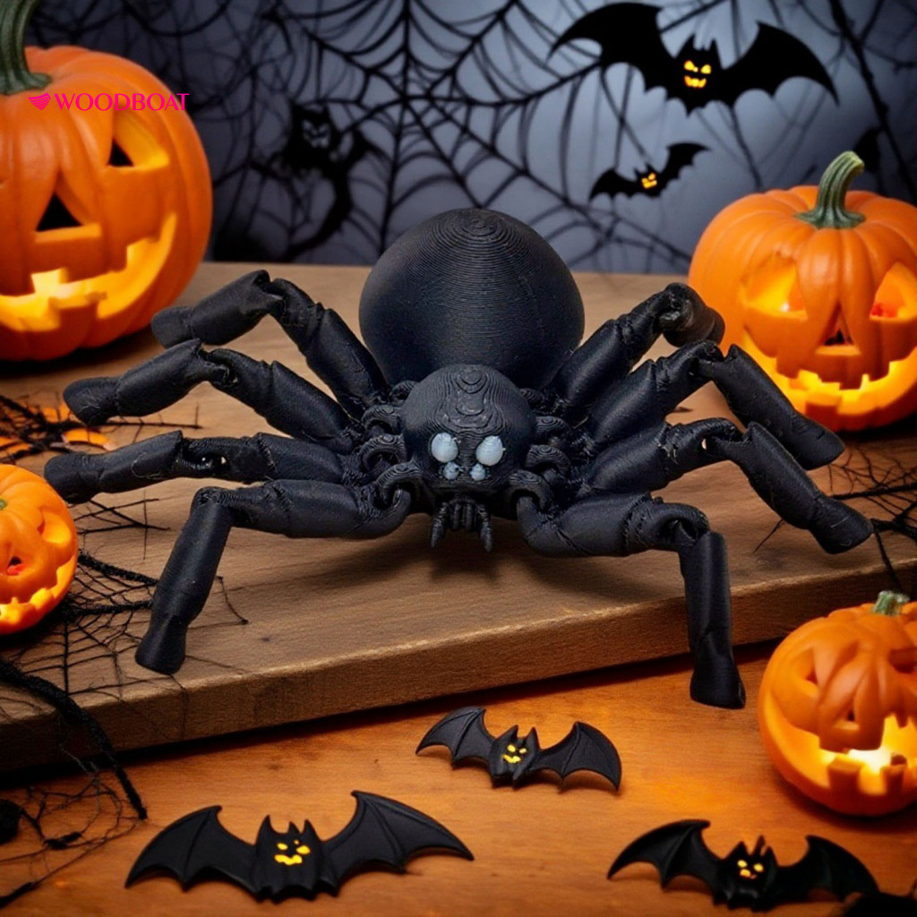 Matte Black Spider Decor 3d Printed Flexible Joint Figurine – Halloween Articulated Collectible Ornament for Home Offi