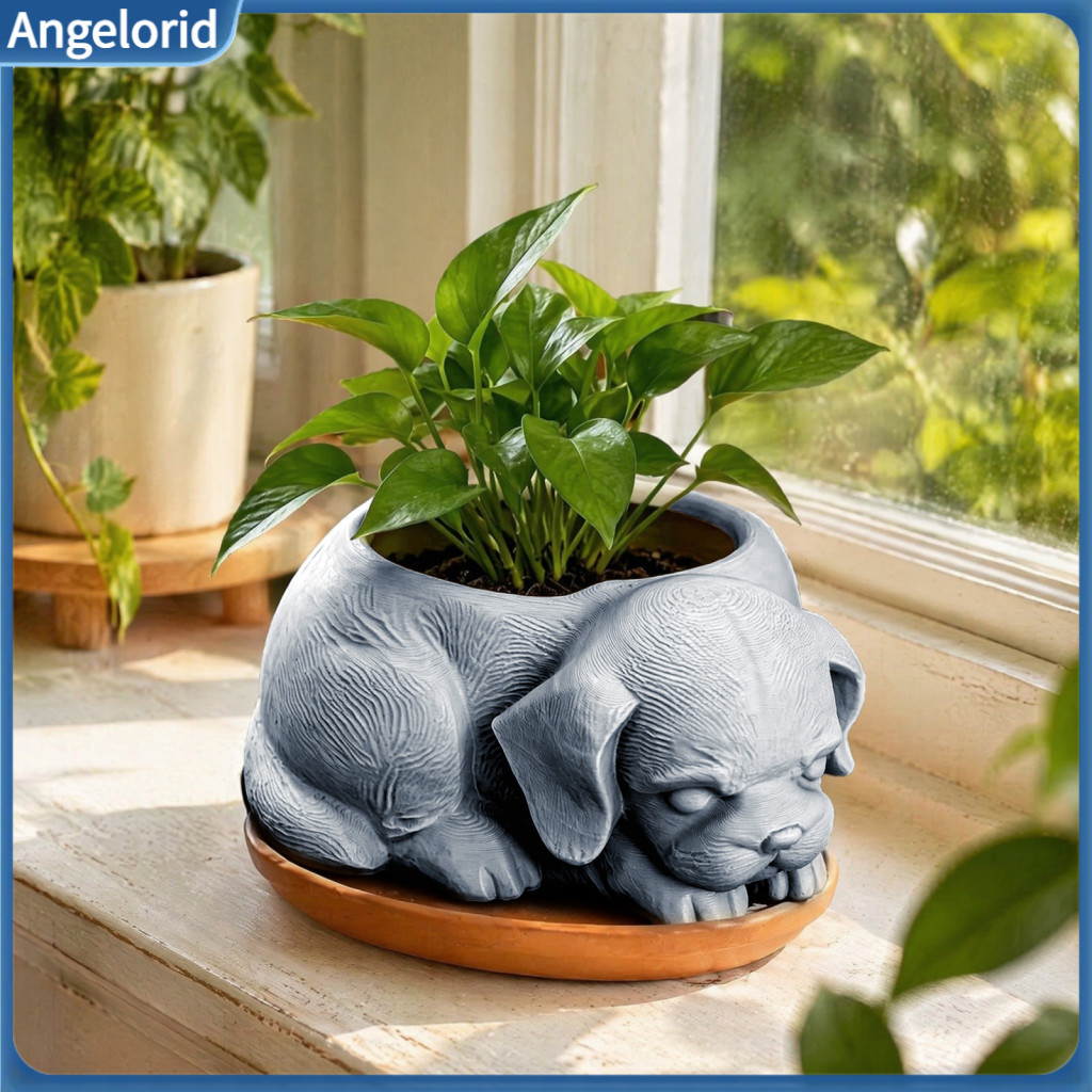 Matte White Puppy Planter Unique Dog Shaped Flower Pot Cute 3d Printed Succulent – Decorative Plant for Home Office fo