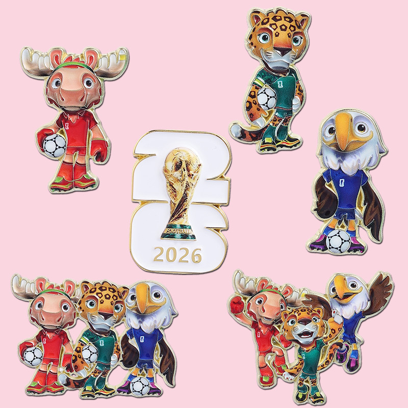 2026 FIFA World Cup Mascot Enamel Pin Football Badge Collectible Lapel Pins, Souvenir Brooch
