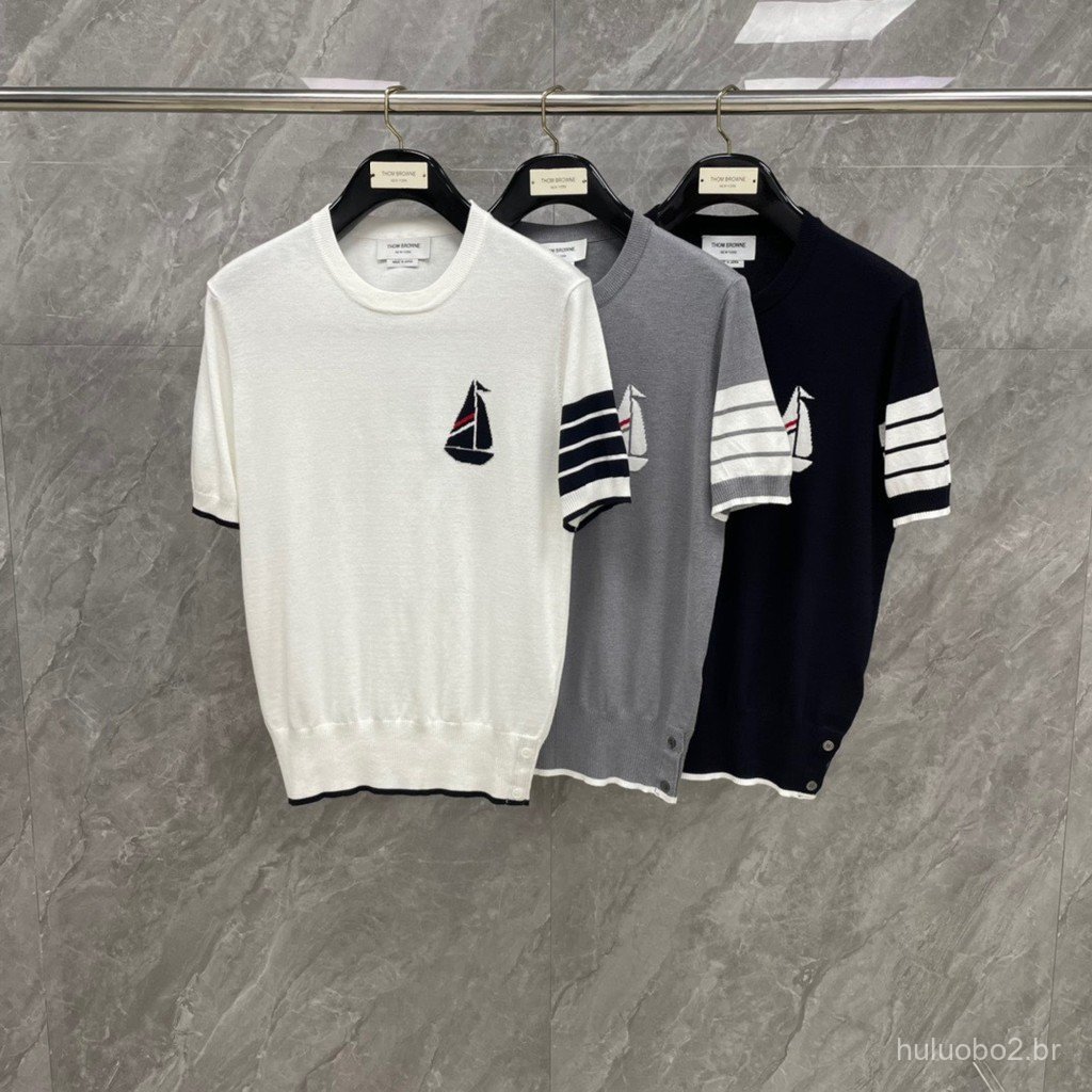 XXI8 Summer new poplin jacquard knit shirt with round neck and short sleeves, unisex couple style, versatile and trendy