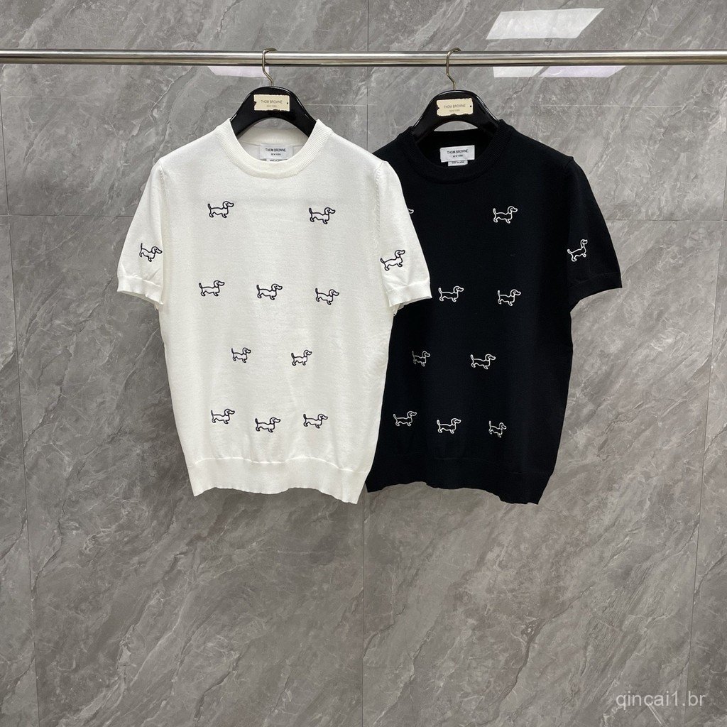 TCH9 Summer new style full-body puppy jacquard round-neck knitted short-sleeve shirt for men and women, same style for c