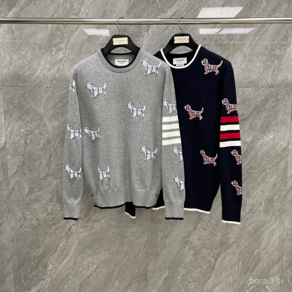 MWJV New autumn style round-neck sweater with all-over puppy jacquard pattern, casual and fashionable, suitable for both