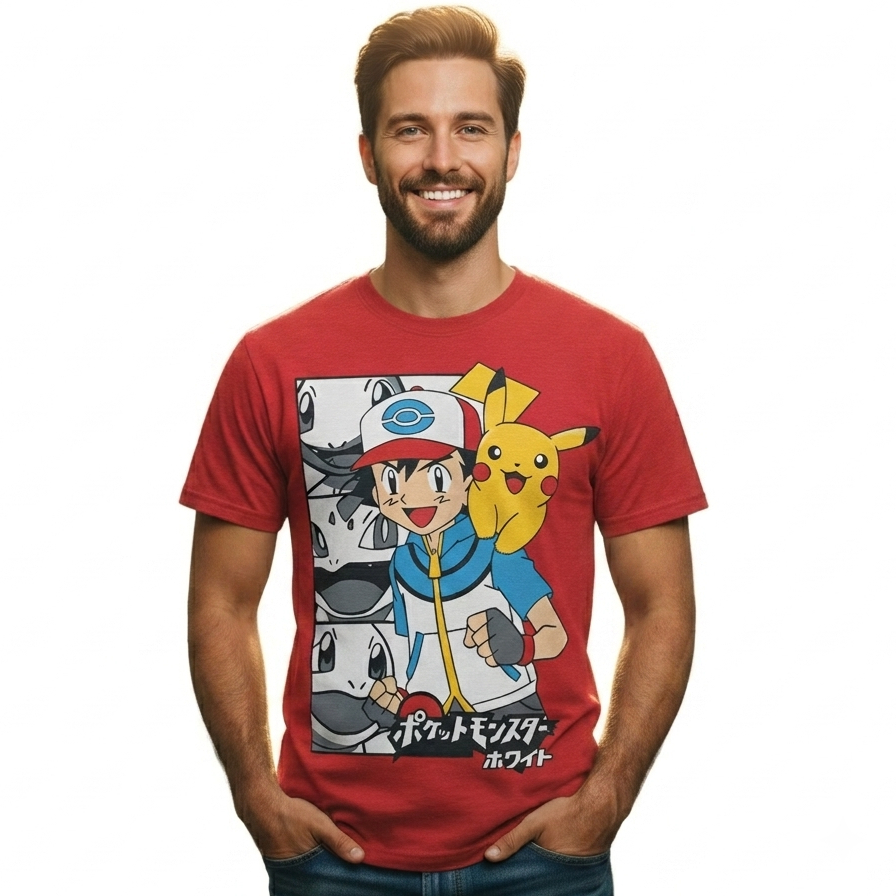 Camiseta algodao infantil Juvenil e Adulto Pokemon Ash  Promocao