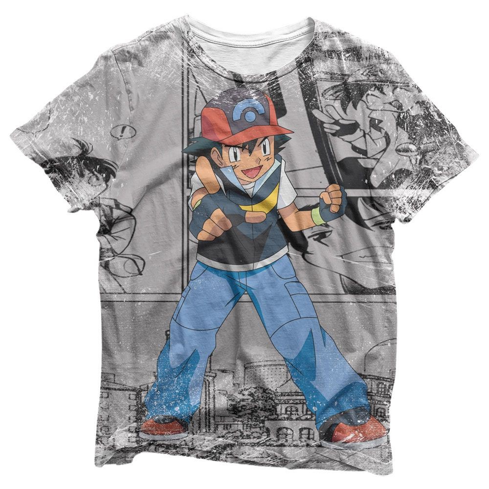 Camisa Ash Mangá - Camisas Pokémon Estampa Total