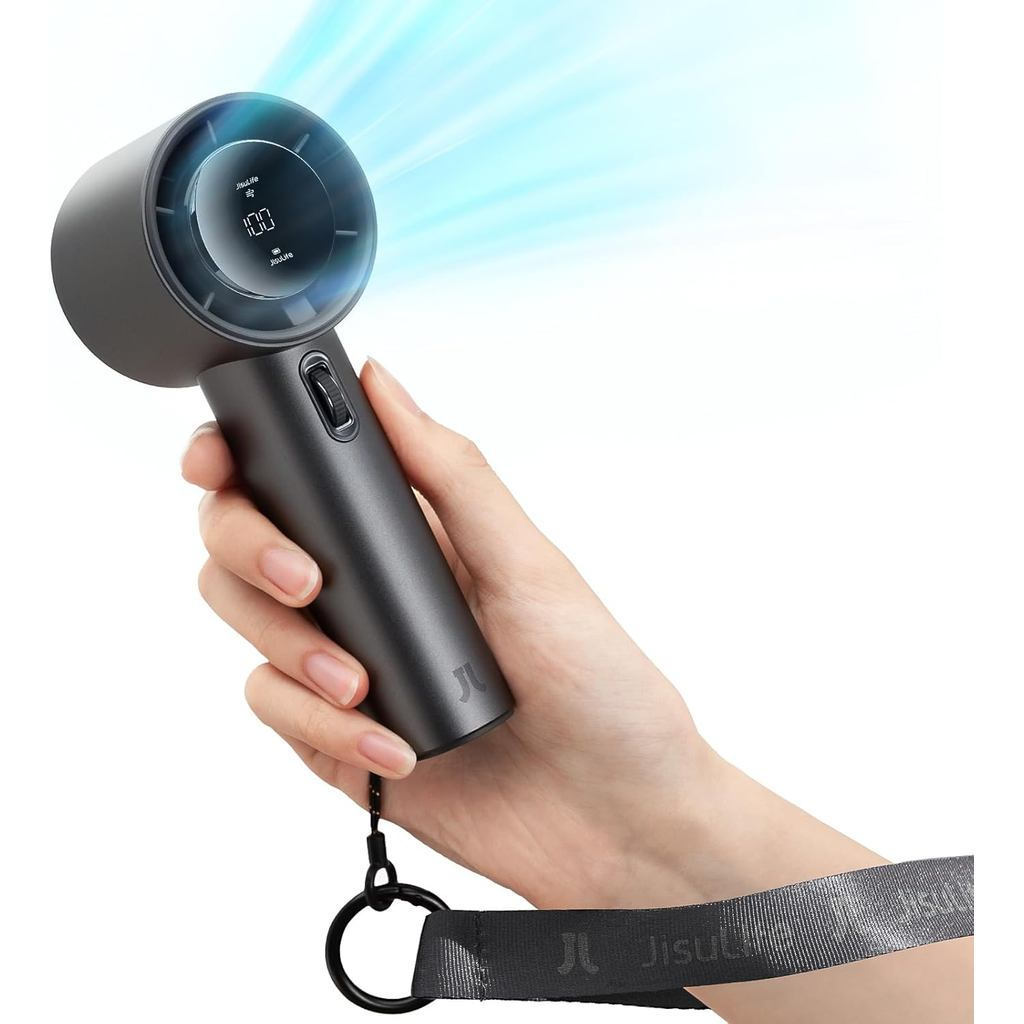JISULIFE Pro Series Handheld Fan - High Cooling Output: 1-100 Speed ​​Control Wheel, Metal Body, Digital Display, 1.5H F