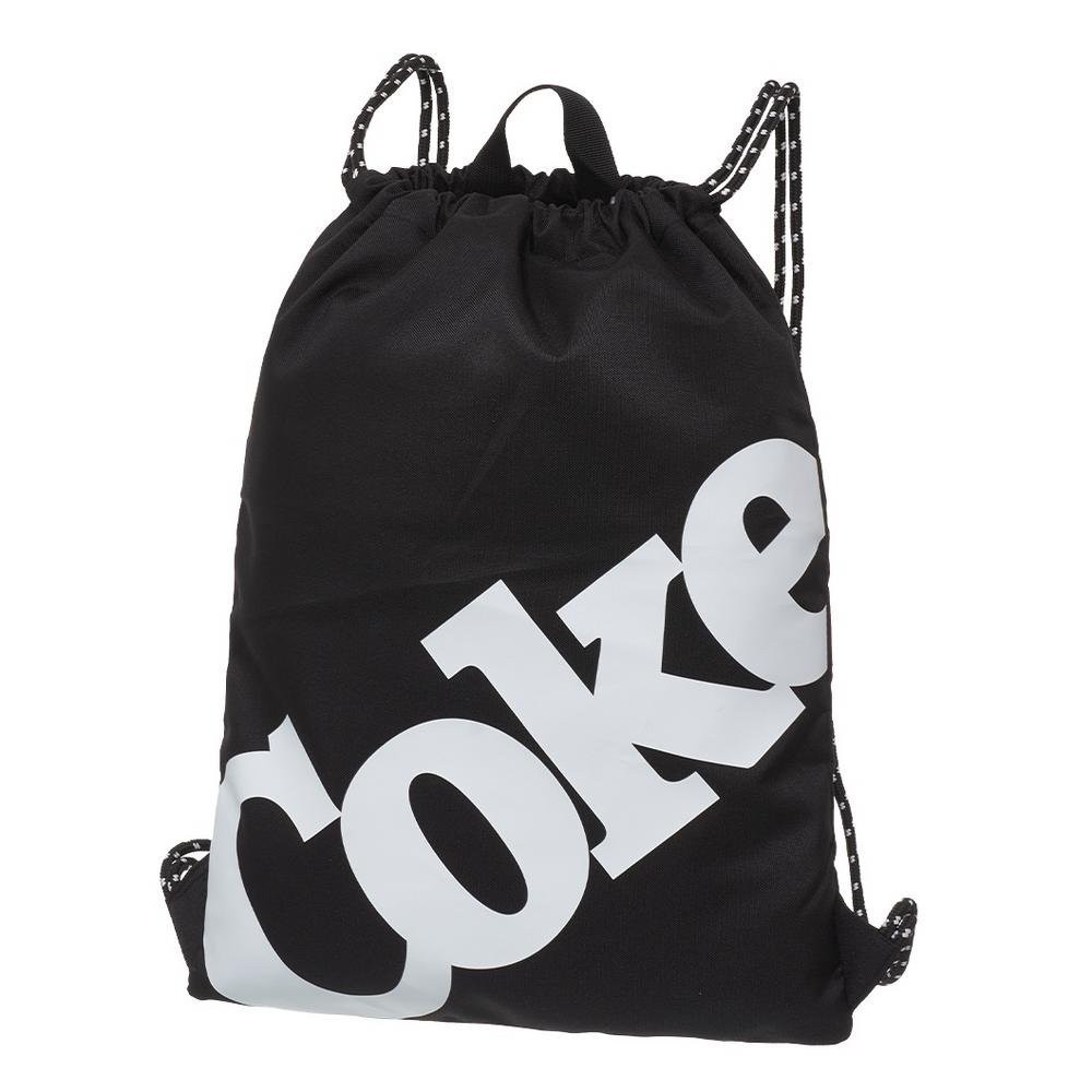 Mochila Bolsa Saco Coca Cola Mesh Preta Pacific