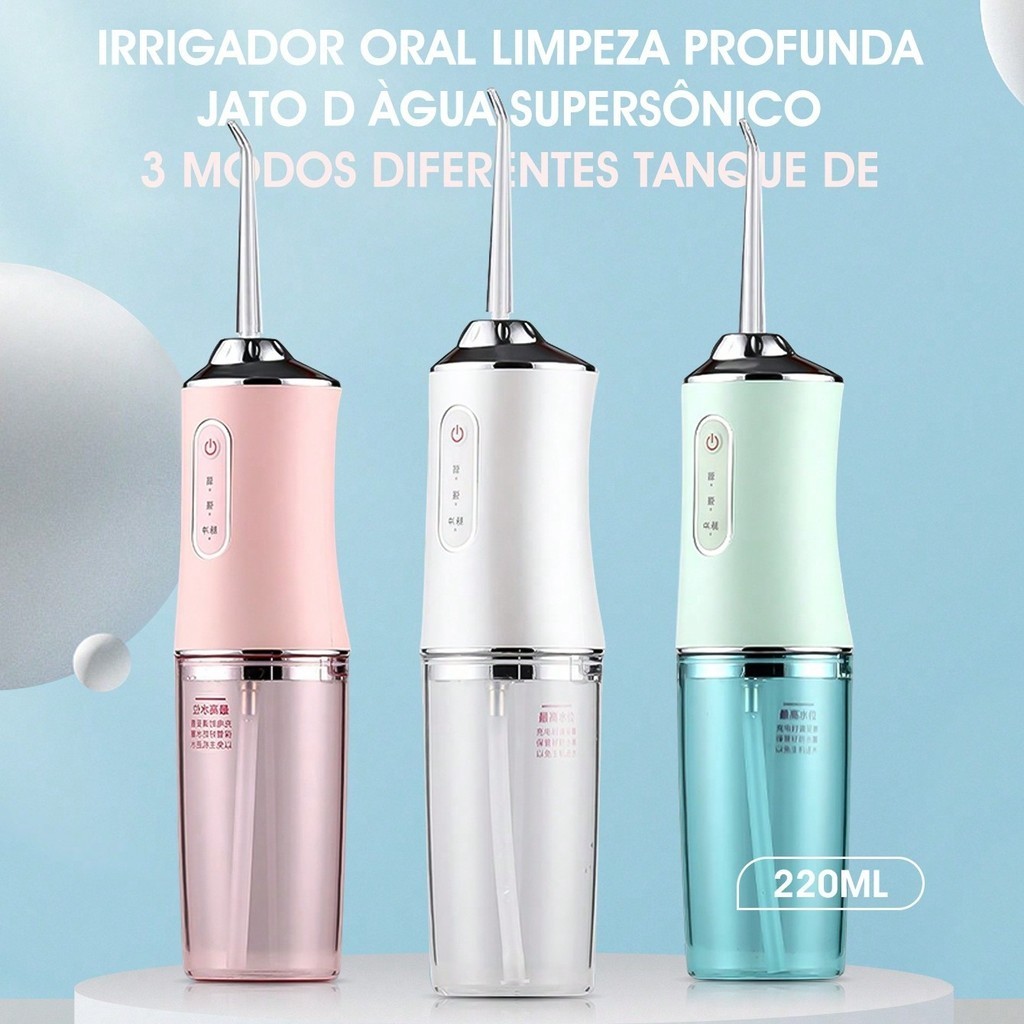 Portable Oral Electric Dental Irrigator USB Rechargeable 220ml Cleaning for Family or Travel-Várias cores disponíveis