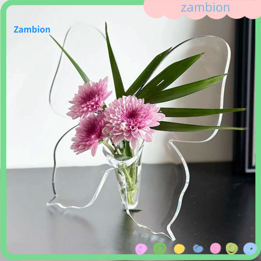 Glass Vase Modern Minimalist Plastic Square with Butterfly Frame – Decorative Centerpiece for Wedding Home Dining Tabl