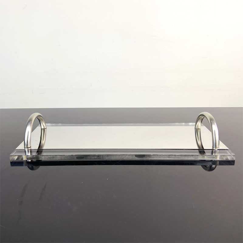 Simple modern transparent stainless steel handle long tray for model rooms, living rooms, dining tables, coffee tables,