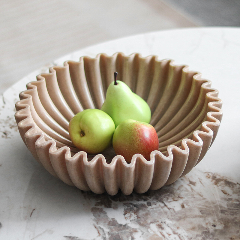 Abstract Art Ripple Grid Fruit Plate Ornament for Hotel and Club Coffee Tables, Dining Tables, Snack and Fruit Storage B