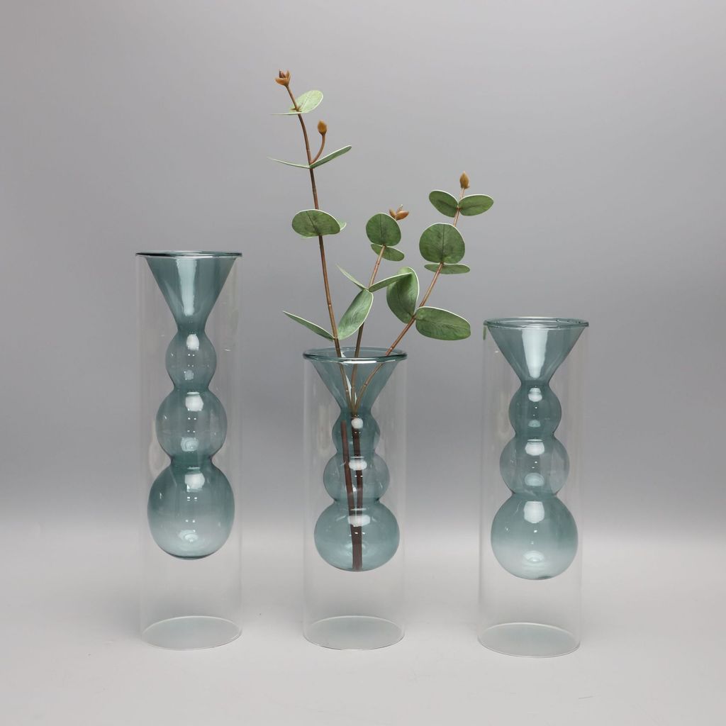 DTFR Modern minimalist creative glass hourglass vase for model homes, living rooms, study rooms, dining tables, and home