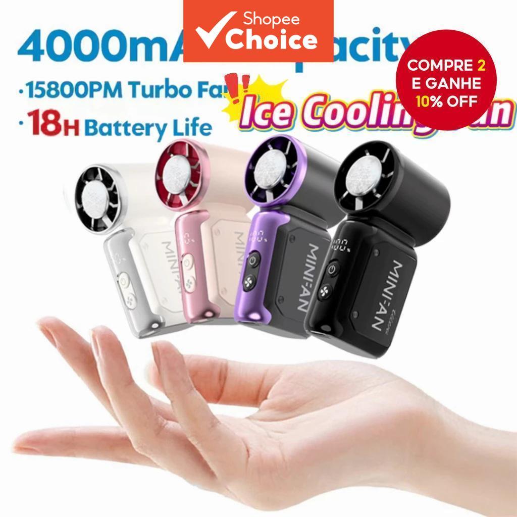 Novo mini ventilador portátil de mão com 199 configurações de velocidade, recarregável via USB, ventilador de bolso,