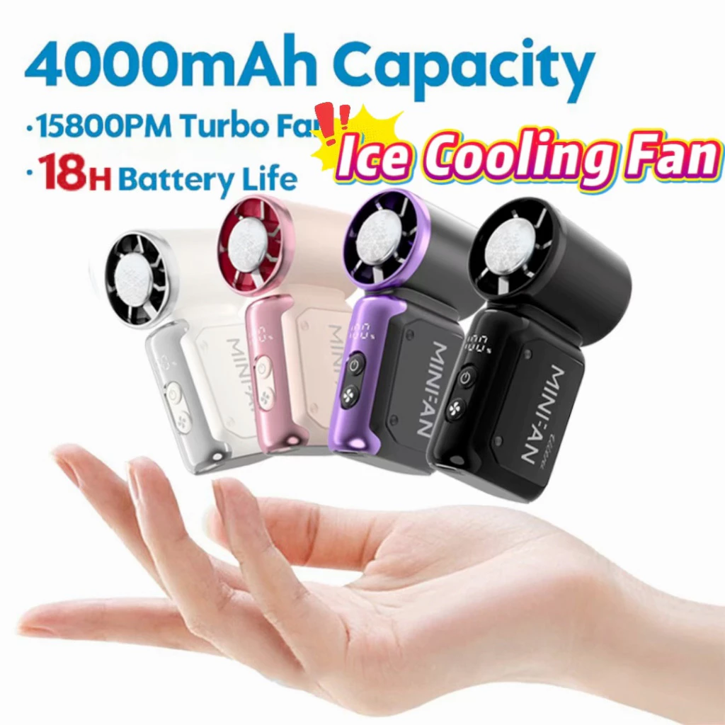 Novo mini ventilador portátil com 199 configurações de velocidade, recarregável via USB, ventilador de bolso,