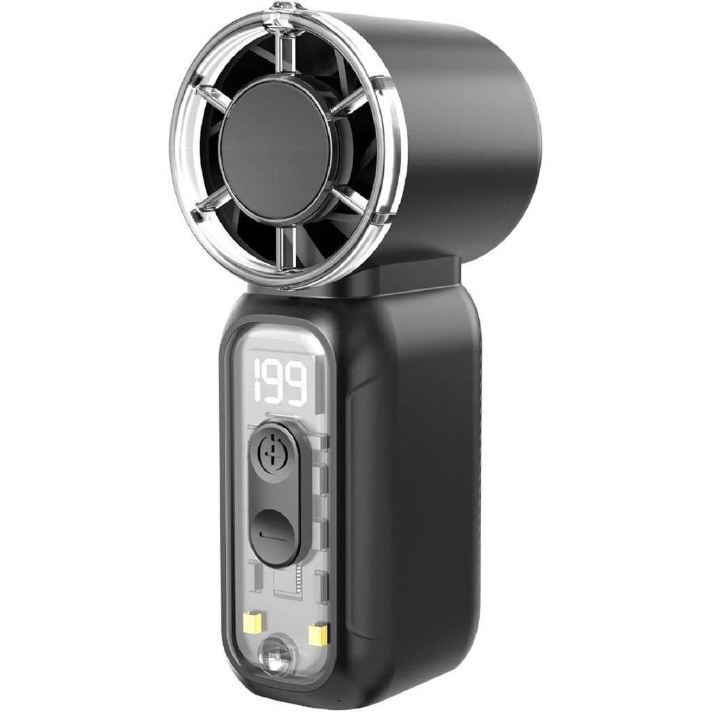 Ventilador portátil Demiawaking, turbo fan, 199 configurações de velocidade, recarregável, com luz LED, mini ventilador