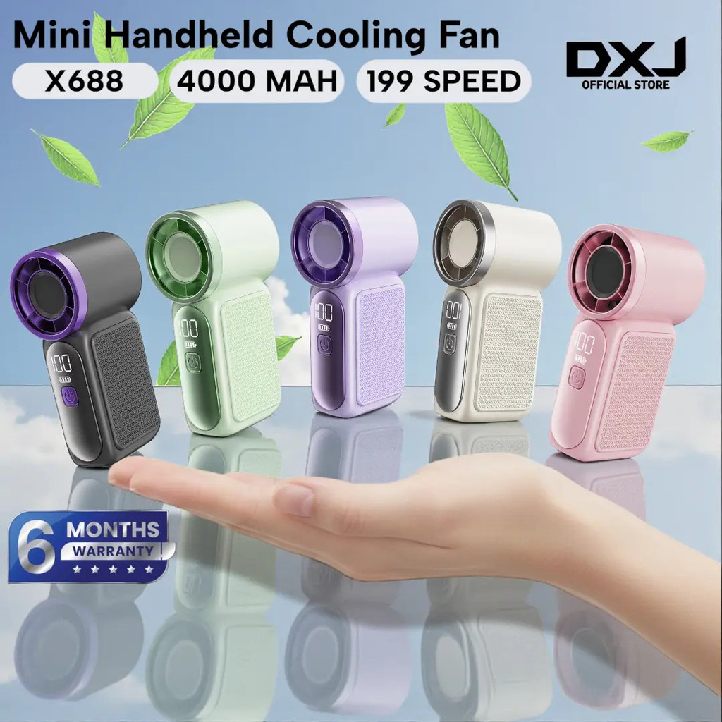 DXJ-X688 (199speed)(4000mAH) X688 Portable Handheld Fan USB Rechargeable Mini Cooling Fan Adjustable Fan for Outdoor Cam