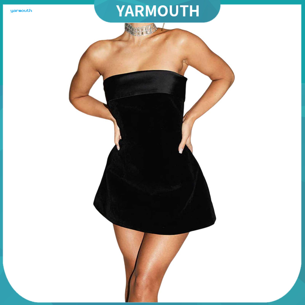Prom Dress Women Bandeau Women’s Off Shoulder Mini Backless Sleeveless A-line Slim Waist Evening Party Banquet Short f