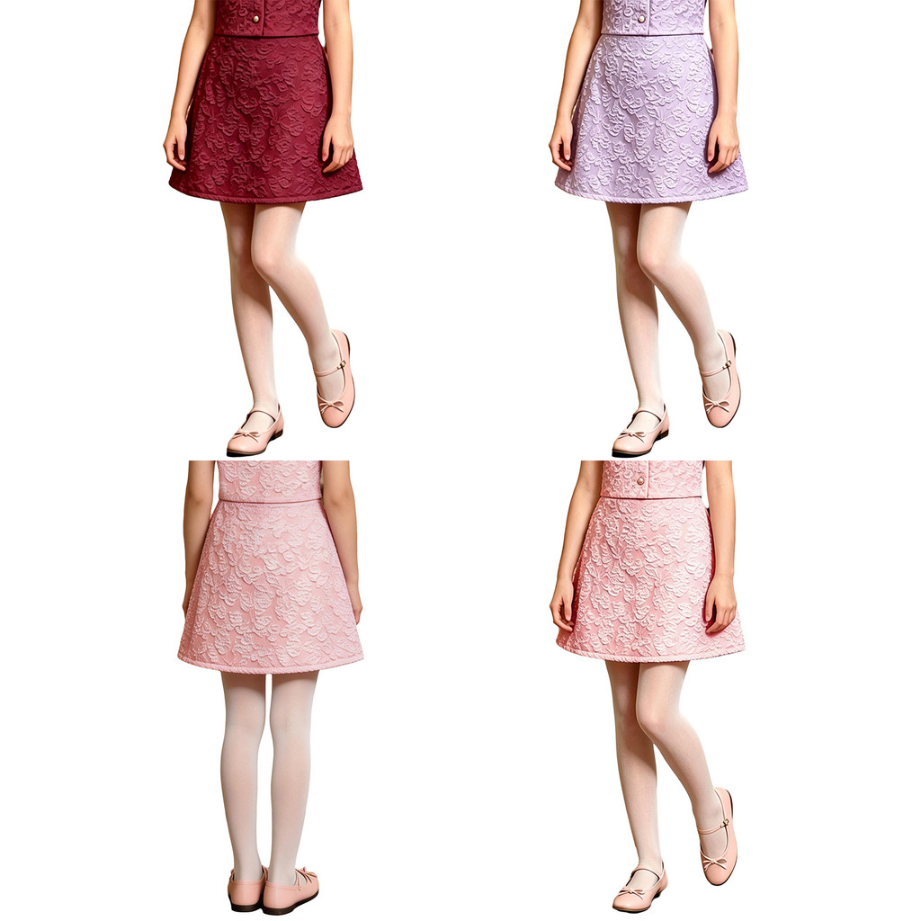 MSemis Kids Girls Side Invisible Zipper Jacquard Party Skirt for Wedding Church School Ceremony Birthday Party Banquet