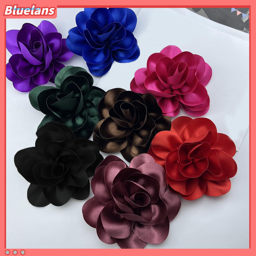 Fabric Rose Corsage Handmade Flower Brooch Pin Formal Occasion Big Satin Style Wedding Bridal Groom Prom Party Banquet D