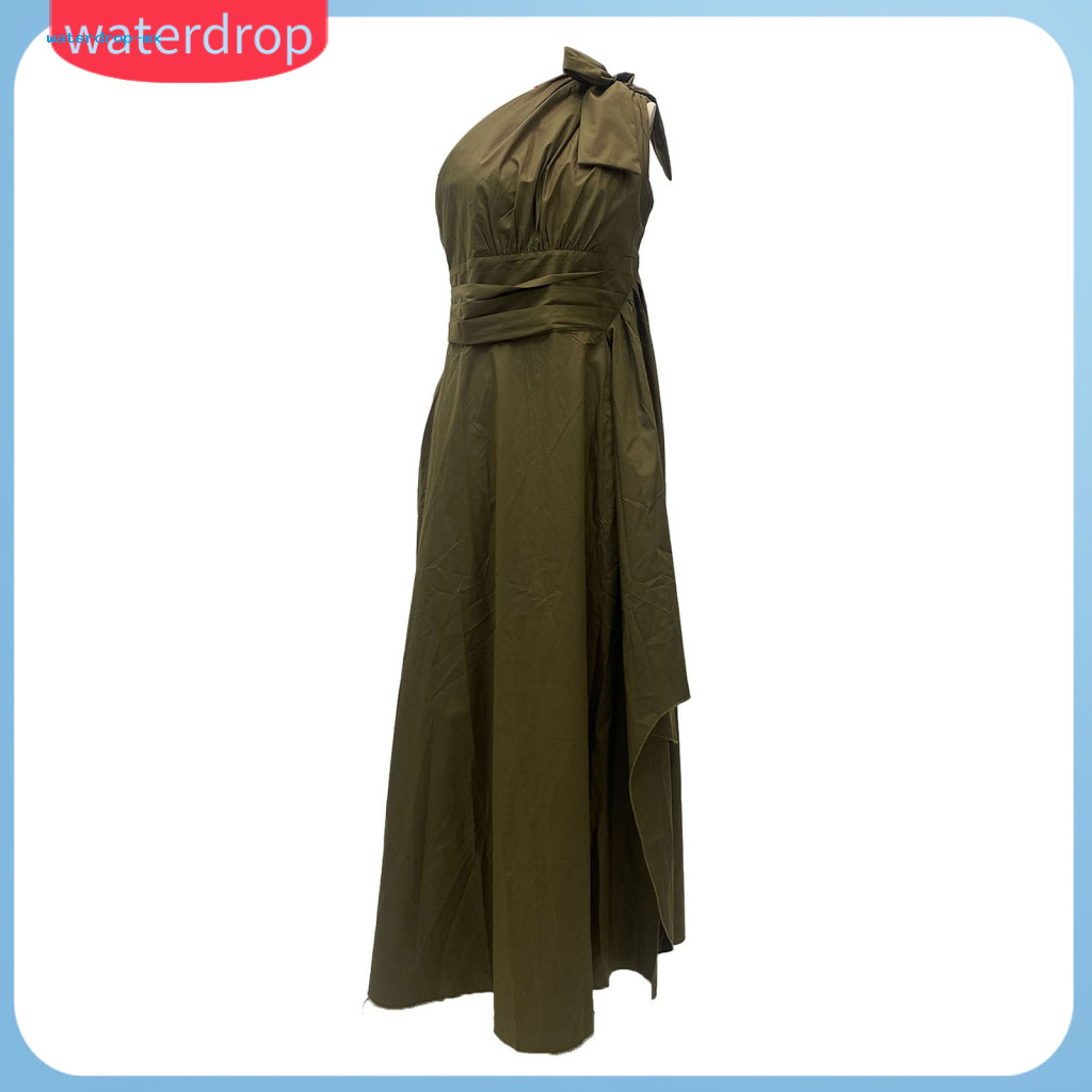 Women’s Evening Dress High Slit One Shoulder Pleated Waist Irregular Hem Maxi Gown for Cocktail Wedding Party Banquet