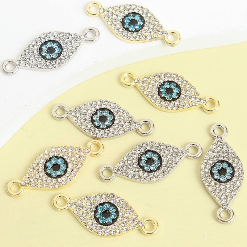 10pcs Rhinestones Estilo Europeu E Americano Conectores De Padrão De Olho Maléfico Incrustados Para Amuleto