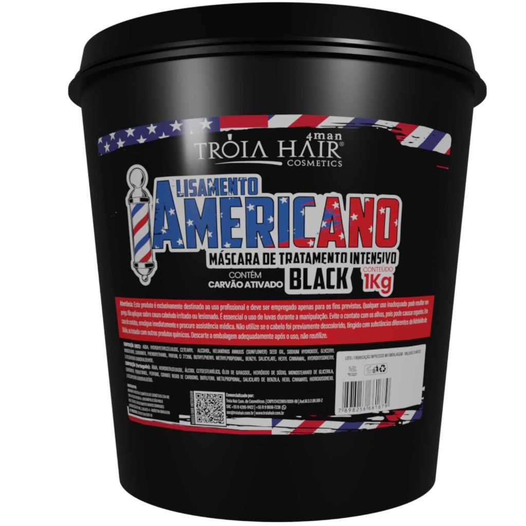 Alisamento Americano Black 1kg - Troia Hair 4Man: Alisamento Profissional Rápido