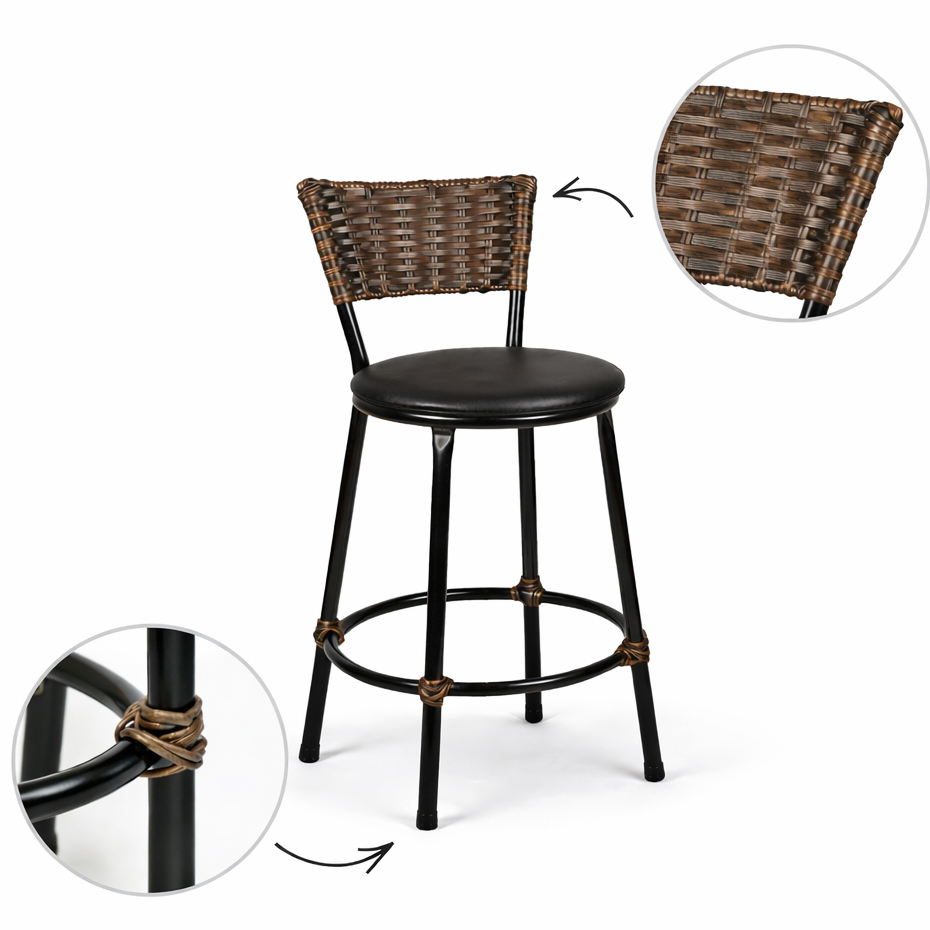 Banqueta Americana Junco Baixa Premium para Cozinha Balcão Bar Estilo Gourmet