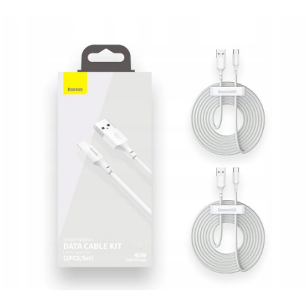 Baseus Kit 2 Cabos USB Tipo-c Reforçados Simple Wisdom 5a 1.5m Samsung Android Xiaomi