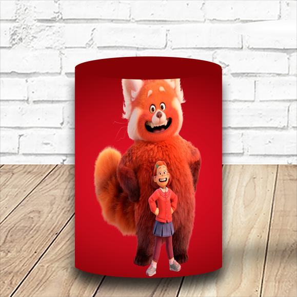 Capa para Cilindro Turning Red Unitário Decoração Festa Tecido Sublimado com Elástico Veste fácil