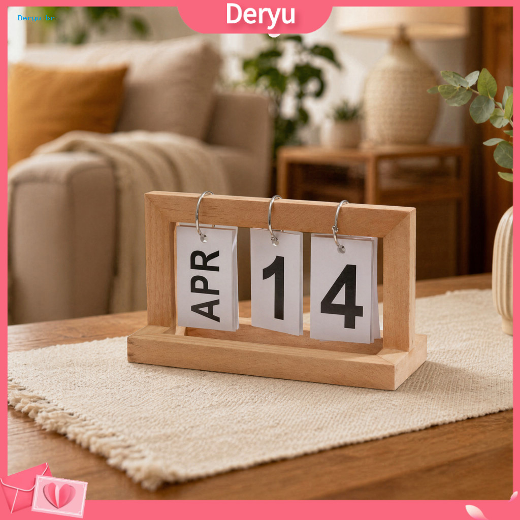 Wooden Flip Calendar Office Desk Perpetual with Solid Wood Base – Minimalist Page-turning for Home Decor Durable