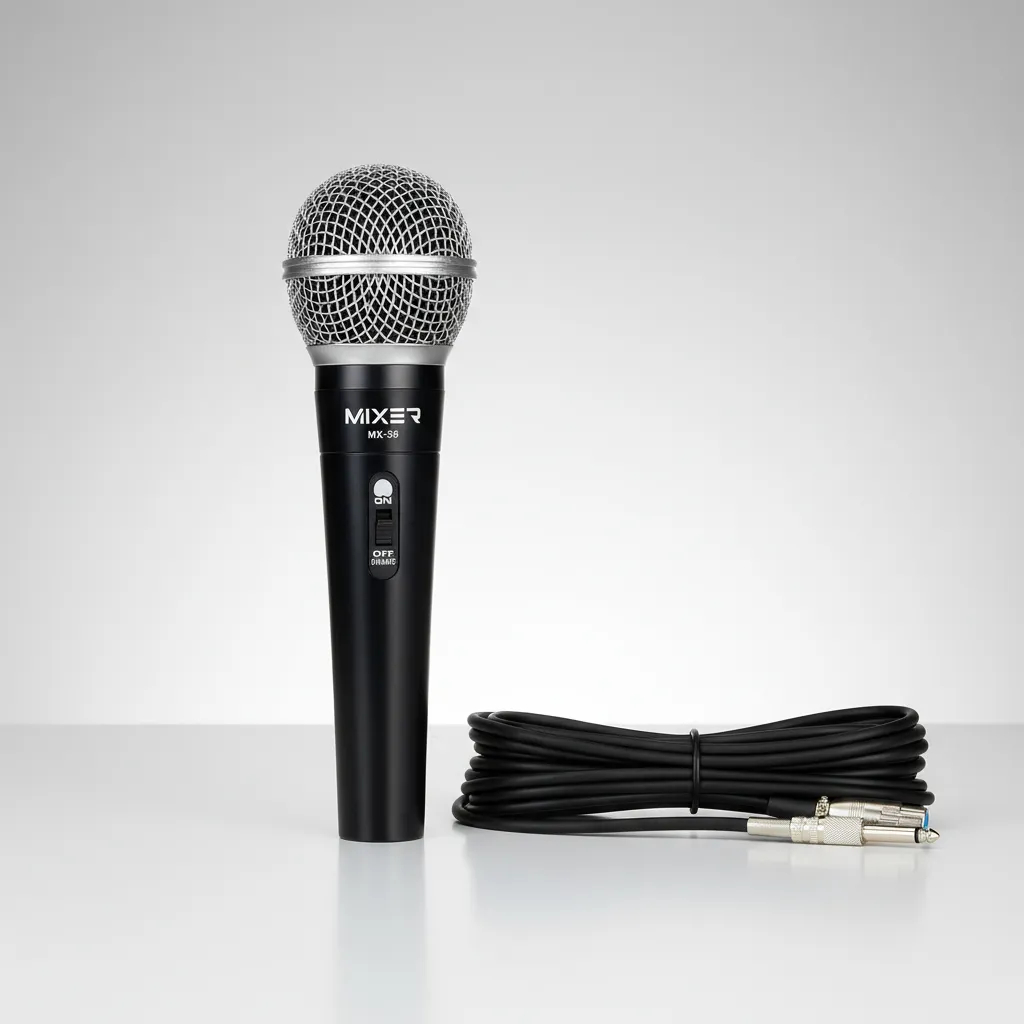 Microfone Com Fio Para Karaoke Palestra Igreja Evento Pastor Palestrante com cabo de 3 Metros Mixer Preto