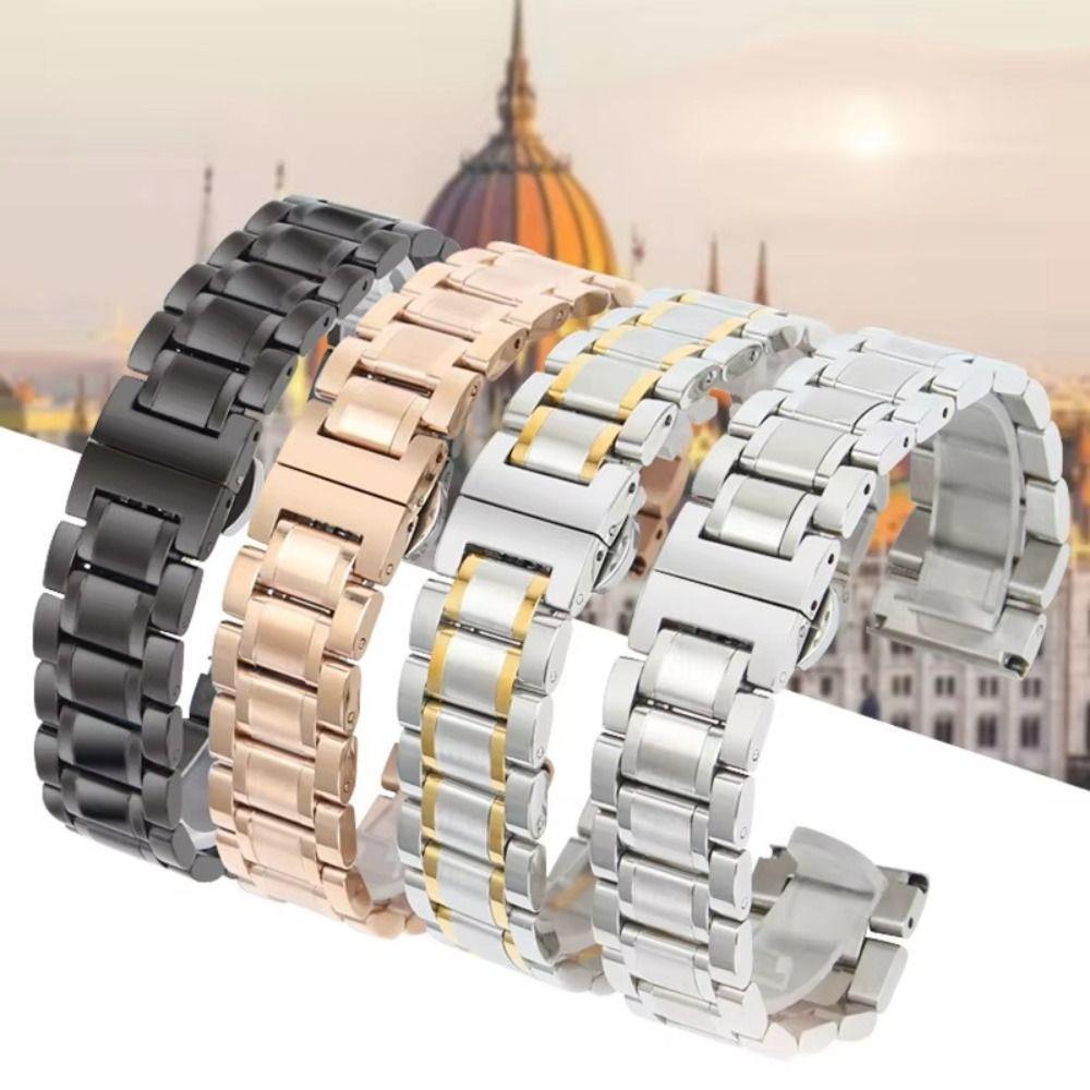 Pulseira De Aço Inoxidável , 19mm 20mm 21mm 22mm Cinto De Relógio Sólido Dobrável , De Substituição De Fivela De Seguran