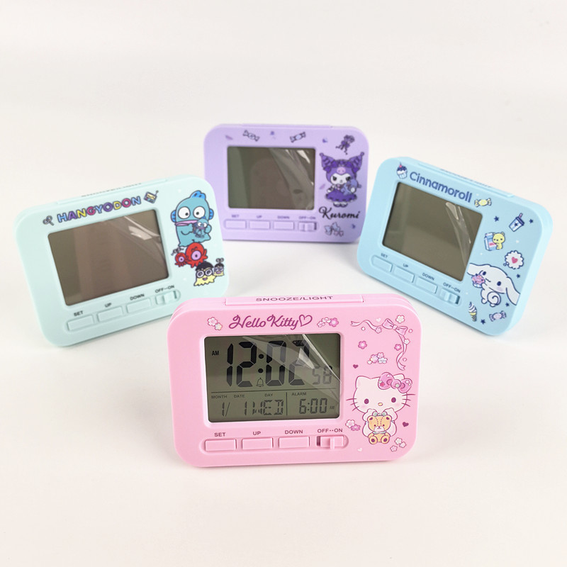 Sanrio Kitty Cinnamoroll Kuromi Hangyodon Multi-Functional LED Display Destop Alarm Clock 251064