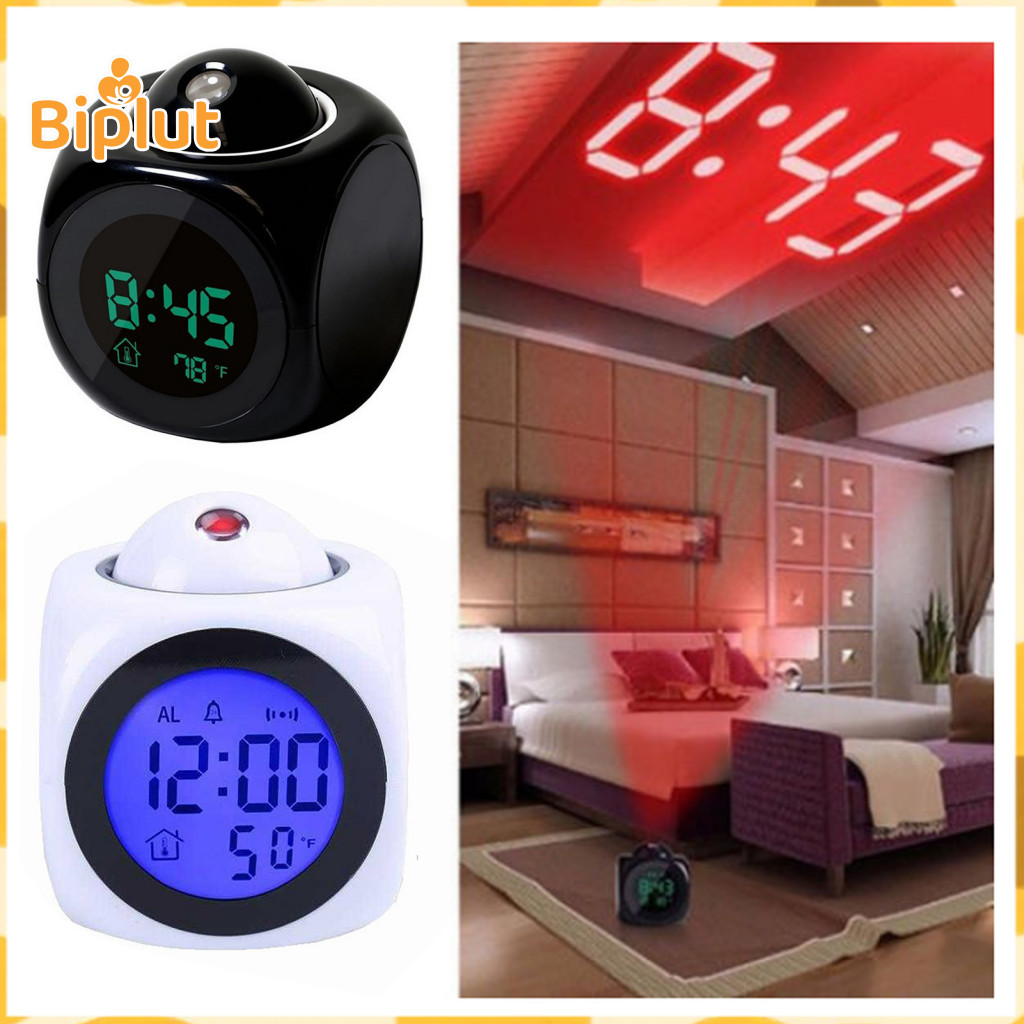 Desktop Led Clock Digital Alarm Projection with Temperature Display Snooze Function Usb Battery Powered Modern Desk –