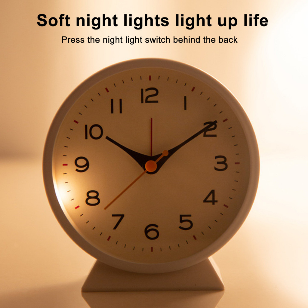 Vintage Silent Alarm Clock with Night Light Small Bedside Desk for Bedroom Home Dorm Snooze Function Quiet Desktop – P