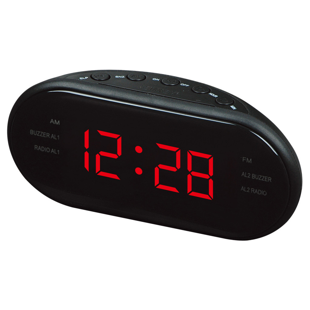 Digital Led Alarm Clock Radio with Snooze Function – Compact Electronic for Home Bedroom Office Use Easy-to-read Displ