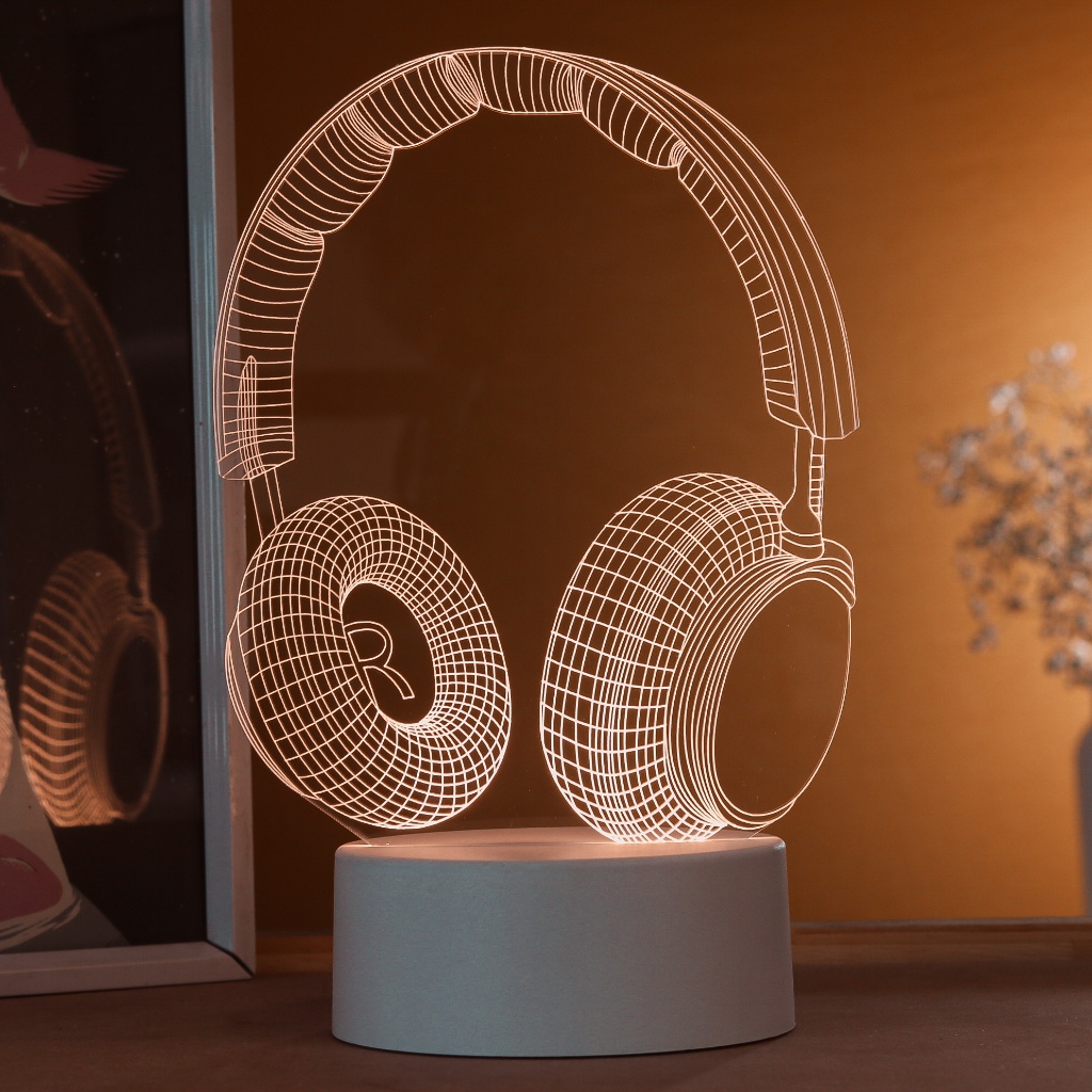 Luminária LED 3D de Mesa / Luz Noturna Presente Criativo / Decoração - fone de ouvido, headset