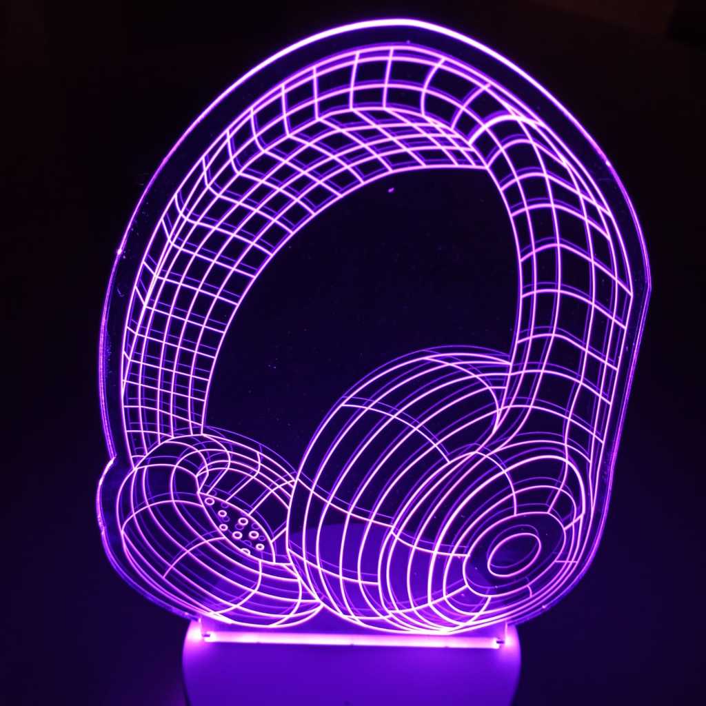 Abajur Luminária Fone de ouvido Música Led 3D de Mesa ac0114 Presente Criativo Luz Noturna Decoração quarto adolescente