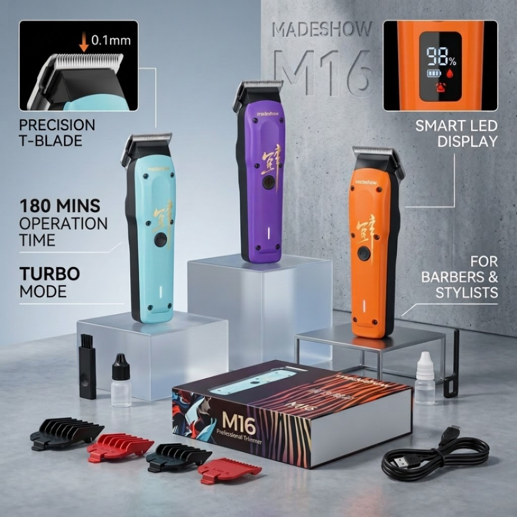 Máquina De Cortar Cabelo MADESHOWM M15 M16 HAIRTRIMMER (Azul/Laranja/Roxo)