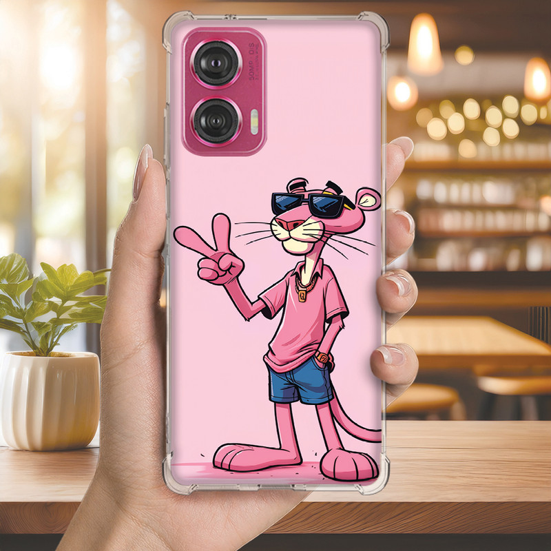Capinha Capa (3412) PANTERA COR ROSA para MOTO EDGE,50,ULTRA,PRO,FUSION,NEO,40,30,LITE,20,PLUS,G5S,G04,G,POWER,PLAY