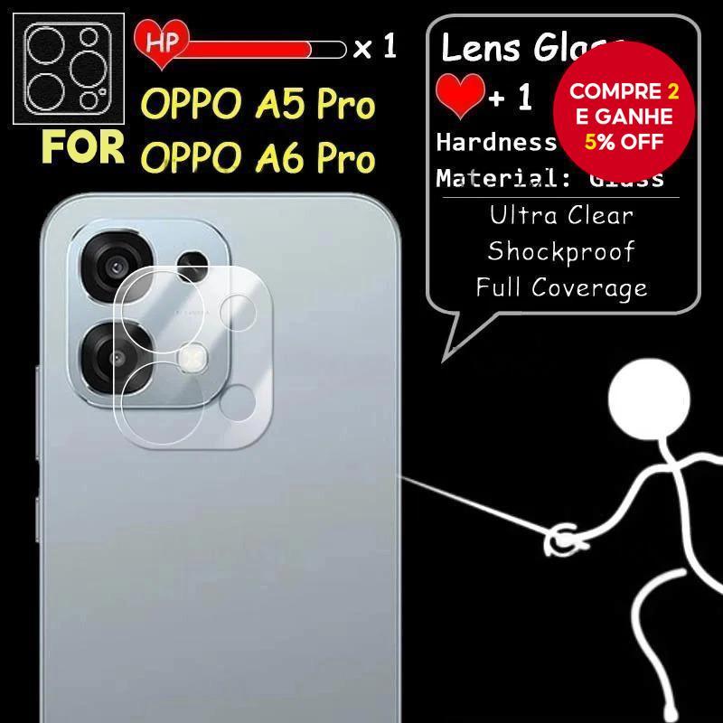 Para OPPO A6 A5 Pro 5G Ultra Claro Protetor de Lente de Câmera Traseira Slim 2.5D 9H Vidro Temperado à Prova de Choque