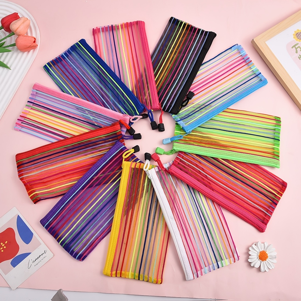 80 Unidades Estojo Multiuso Bolsinha Nylon Colorido Necessaire Promoção