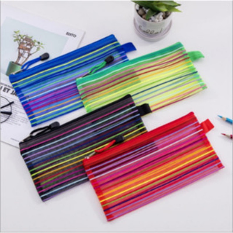 40 Peças Estojo Multiuso Bolsinha Nylon Colorido Necessaire 12x23cm Promoção