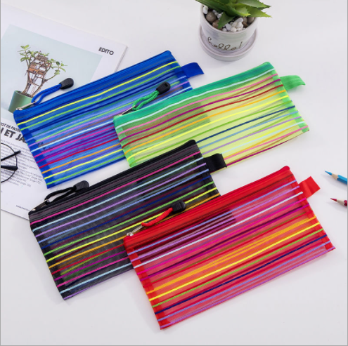 20 Peças Estojo Multiuso Bolsinha Nylon Colorido Necessaire 12x23cm Promoção
