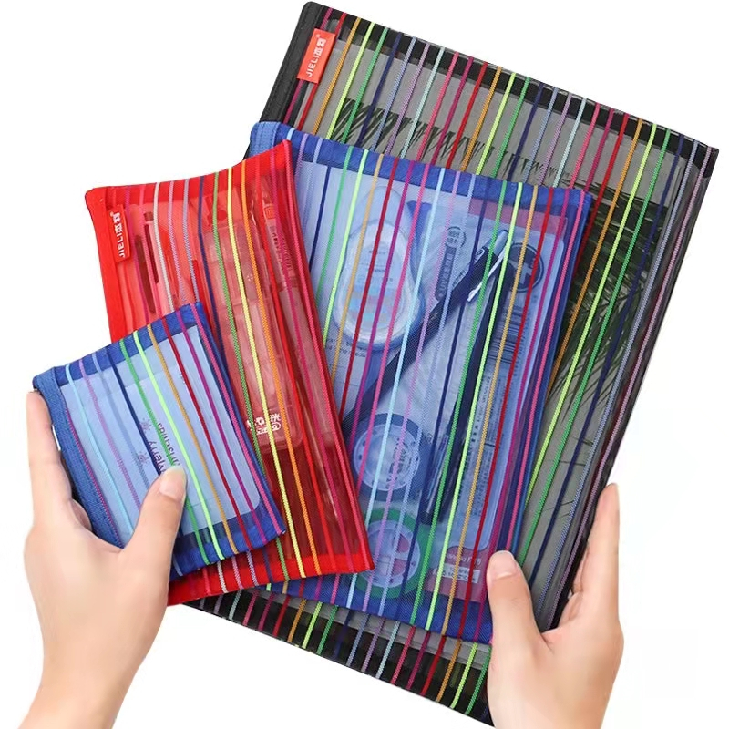 8 Unidades Estojo Multiuso Bolsinha Nylon Colorido Necessaire Promoção